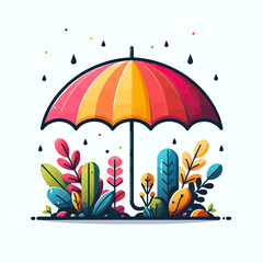 Canvas Print - rainbow umbrella and rain