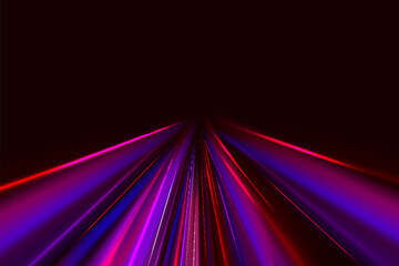 Wall Mural - modern abstract high speed movement. dynamic motion light trails on dark background. futuristic digi