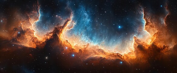 Wall Mural - stunning cosmic panorama of swirling galaxies and vibrant nebulae illuminating the depths of space r