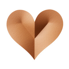 Wall Mural - brown cardboard fold paper heart isolated on transparent background cutout