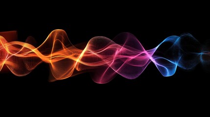 Wall Mural - technology background featuring a 3d wave of musical sound frequencies with smooth flowing lines and