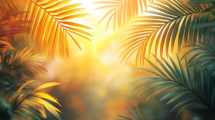 Wall Mural - peaceful tropical scene with palm tree and bright sunlight against a clear sky