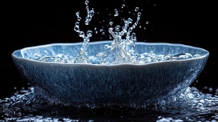 Sticker - a blue bowl with water