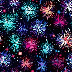 Poster - Vibrant Fireworks Night: A Celebration of Color and Light