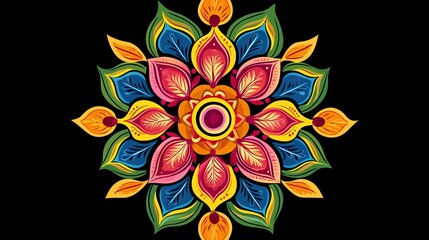 Wall Mural - Vibrant Colorful Floral Mandala Design Art