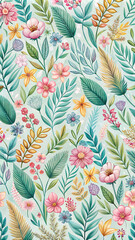 Naklejka na meble Botanical pattern background beautiful colors