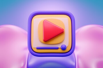 Aufkleber - A 3D render of a colorful play button icon  symbolizing media playback