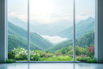 Wall Mural - Serene Mountain View from Modern Home