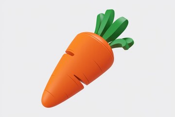 Poster - A vibrant  3D rendered orange carrot with green leafy top  isolated on white background