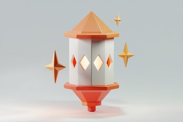 Aufkleber - A 3D rendered image of a lit Ramadan lantern with stars  symbolizing hope and light