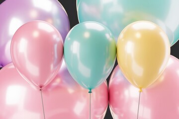 Aufkleber - Pastel colored balloons  shiny and clustered together  creating a festive and cheerful atmosphere