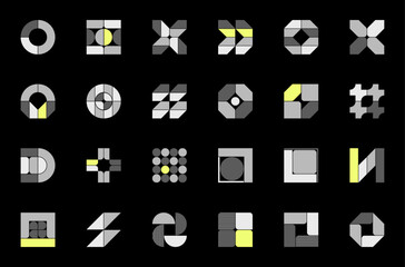 Poster - symbols set. abstract and basic shapes. geometric forms. minimalist icons. flat vector concept. mode