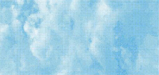 Wall Mural - halftone vector illustration of clouds on a light blue sky background. the design features hexagonal