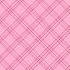 Wall Mural - Plaid with twill weave repeat pattern.Checkered tartan gingham seamless pattern in pink.Geometric graphic vector illustration background design for fabric and prints.