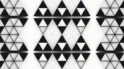 Wall Mural - Geometric triangle pattern. Black and white triangle design;  a visually captivating image symbolizing balance and structure.