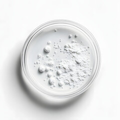 Wall Mural - ultrafine white powder in a petri dish, scientific and minimalist look, with small shadow, seen from