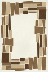 Wall Mural - Brown geometric frame. Abstract beige background with brown geometric border.  Modern minimalist design, perfect for invitations or presentations.