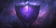 © Oleksandr - Vibrant purple shield illuminated by cosmic light representing strength and protection in a mystical realm
