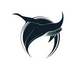 here's a possible and keyword list for your image.. elegant manta ray design in a circular frame.