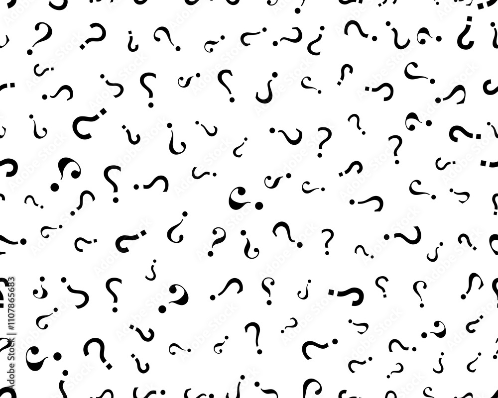 Black seamless pattern with question marks on a white background Stock ...