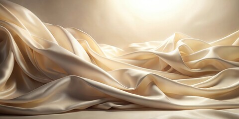 Poster - A Luxurious Drape of Soft Satin Fabric with Gentle Curves and a Warm, Golden Hue