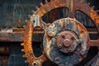 © Alla - A close-up shot of an old rusted machine with visible gears and mechanical parts