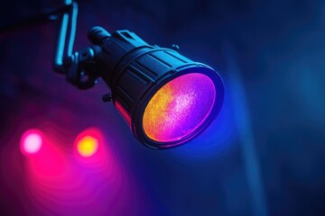 Wall Mural - a bright spotlight shining down on a dark stage