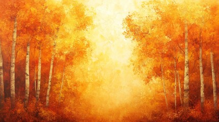 Wall Mural - Vibrant Autumn Forest Painting