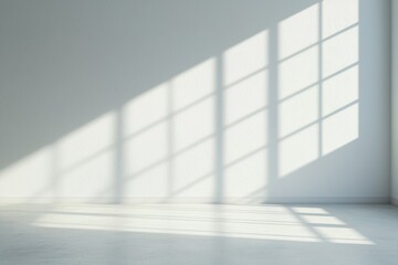 Fototapete - Empty room with window sunlight casting shadows on wall and floor