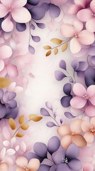Poster - A beautiful arrangement of pastel-colored flowers and leaves creates a soft and elegant floral background, perfect for decorative purposes