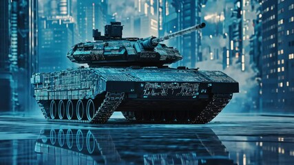 Wall Mural - ai driven tank system a tank operates autonomously using an ai-driven system, analyzing data and mak