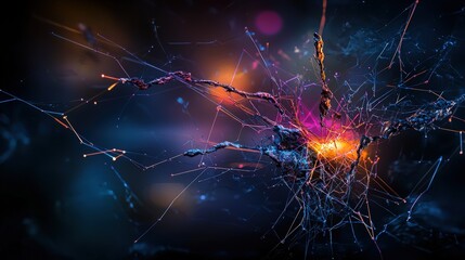 Poster - Abstract digital space art dynamic connections and conceptual inspirations in a futuristic creative setting