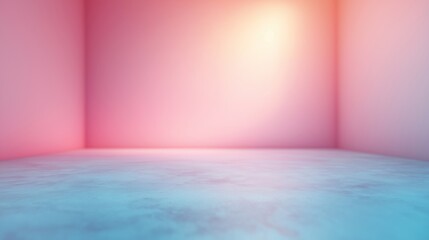 Wall Mural - Pastel colored studio room interior. Soft vintage gradient backdrop. Suitable for product presentations banners. Empty space ideal for displays. Blurred effect creates dreamy ambiance. Great for