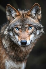  Wolf Portrait with Blue Eyes 