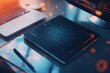 © decle - A contemporary smart notebook with digital handwriting recognition in a sleek study area, representing advancements in note-taking and personal organization, Study scene