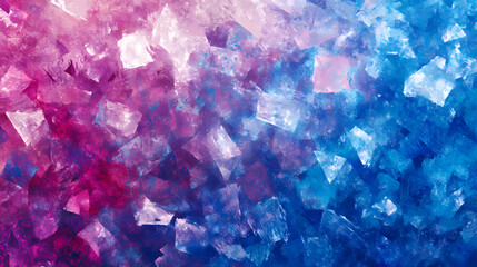 Poster - A vibrant abstract background featuring crystalline shapes in shades of blue, pink, and purple. the light reflects off the facets, creating a shimmering effect. Crystalline. Illustration