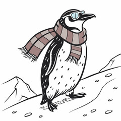 Poster - Penguin wearing a scarf and sunglasses.