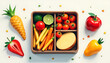 © fotoluigi868 - Colorful illustrations of a lunchbox and wholesome foods are artfully depicted from above in a simple yet visually appealing way always._00002_