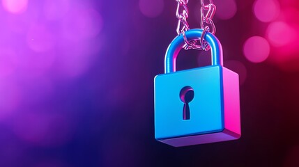 An eye-catching cybersecurity concept with a glowing, futuristic digital lock.