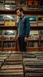 © claudunia - Person browsing vinyl records in a retro music store.