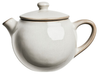 Ceramic teapot with a lid and handle in a light color