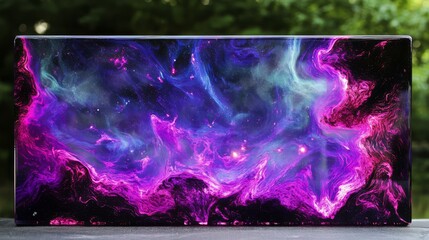 Wall Mural - Vibrant purple and blue abstract resin art.