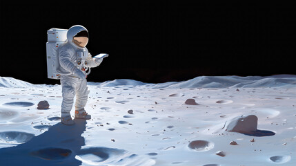 Wall Mural - astronaut exploring the lunar surface during a mission