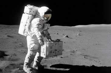 Wall Mural - astronaut conducts research on lunar surface during mission