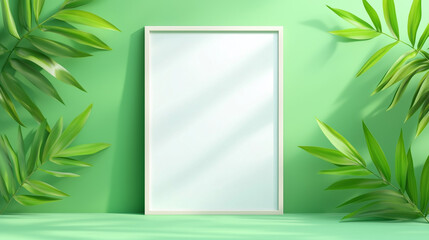 Wall Mural - Minimalist design featuring a blank frame with greenery