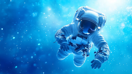 Wall Mural - astronaut floating in space surrounded by stars and light