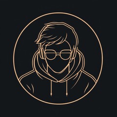 Leinwandbilder - Creative hacker logo design template style line art