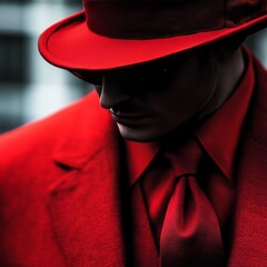 Leinwandbilder - Red Hat and White Hat. Logo Secret service agent. Spy Agent, Secret, Agent, Hacker.