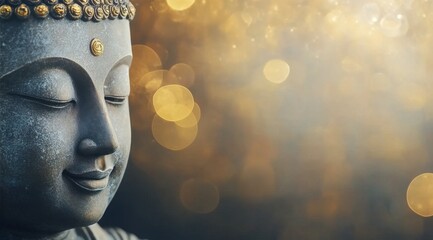 Canvas Print - Serene Buddha statue radiating calmness in a softly illuminated environment