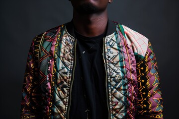 Poster - man guy background expression african jacket black portrait african fashion posing american american